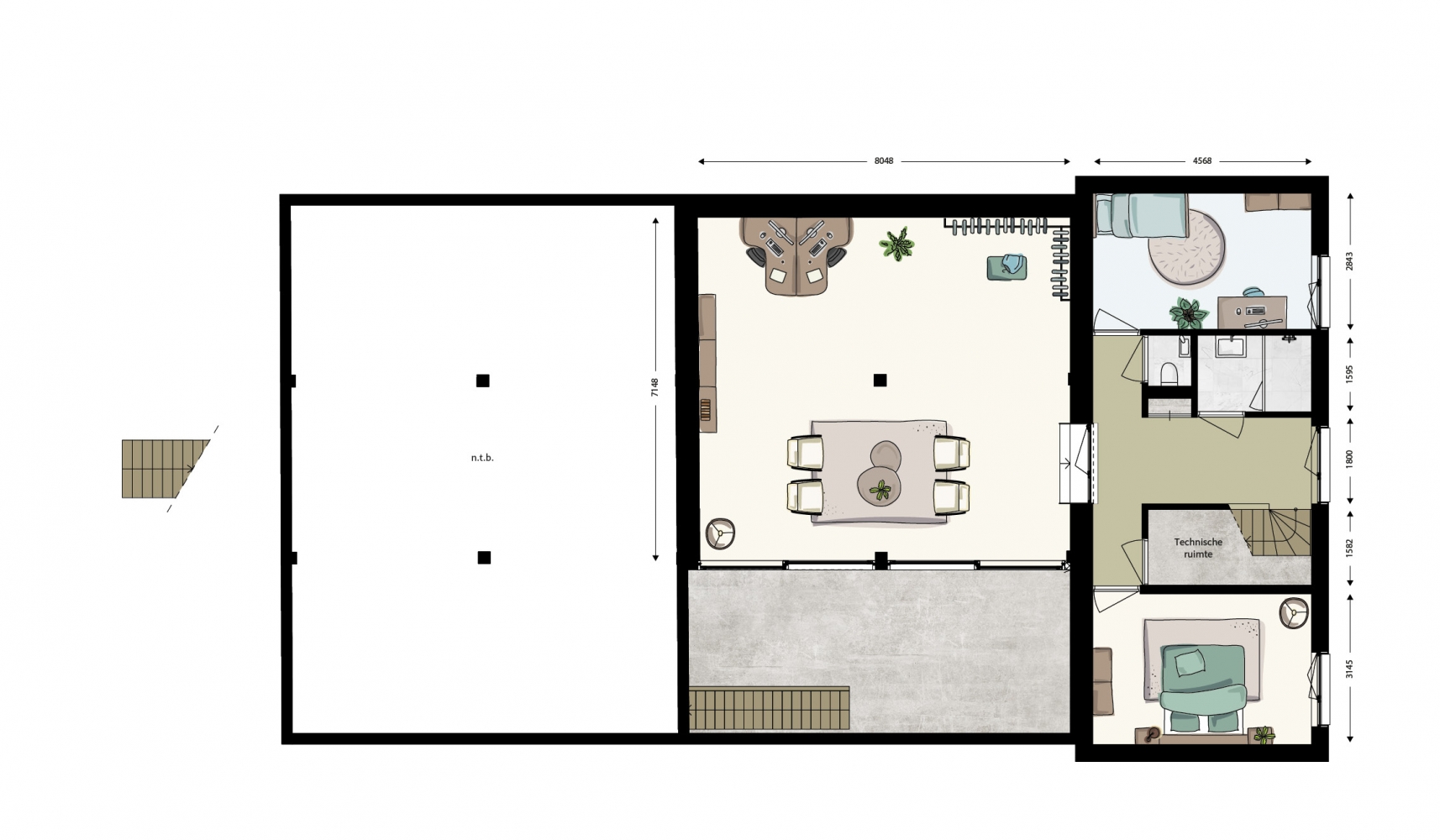 Plattegrond 1e verdieping